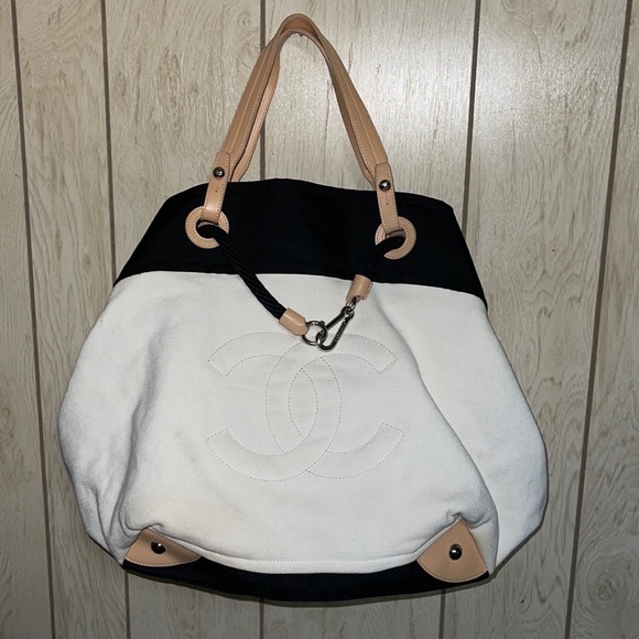 Chanel Shopping XL Timeless Beach Yacht Boating Detail Navy Canvas Nylon Tote - Picture 2 of 11